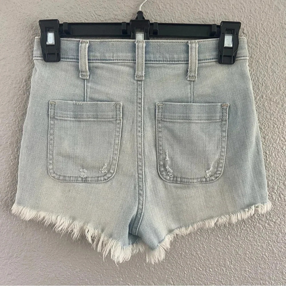Abercrombie & Fitch High Rise Jean‎ Shorts size 0 Frayed Hem Basketweave pockets - Picture 3 of 5